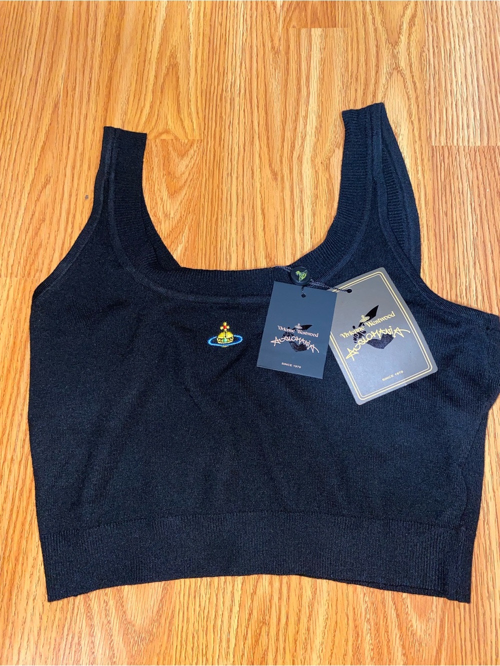 Vivienne Westwood Black Orb Cropped Tank Bralette